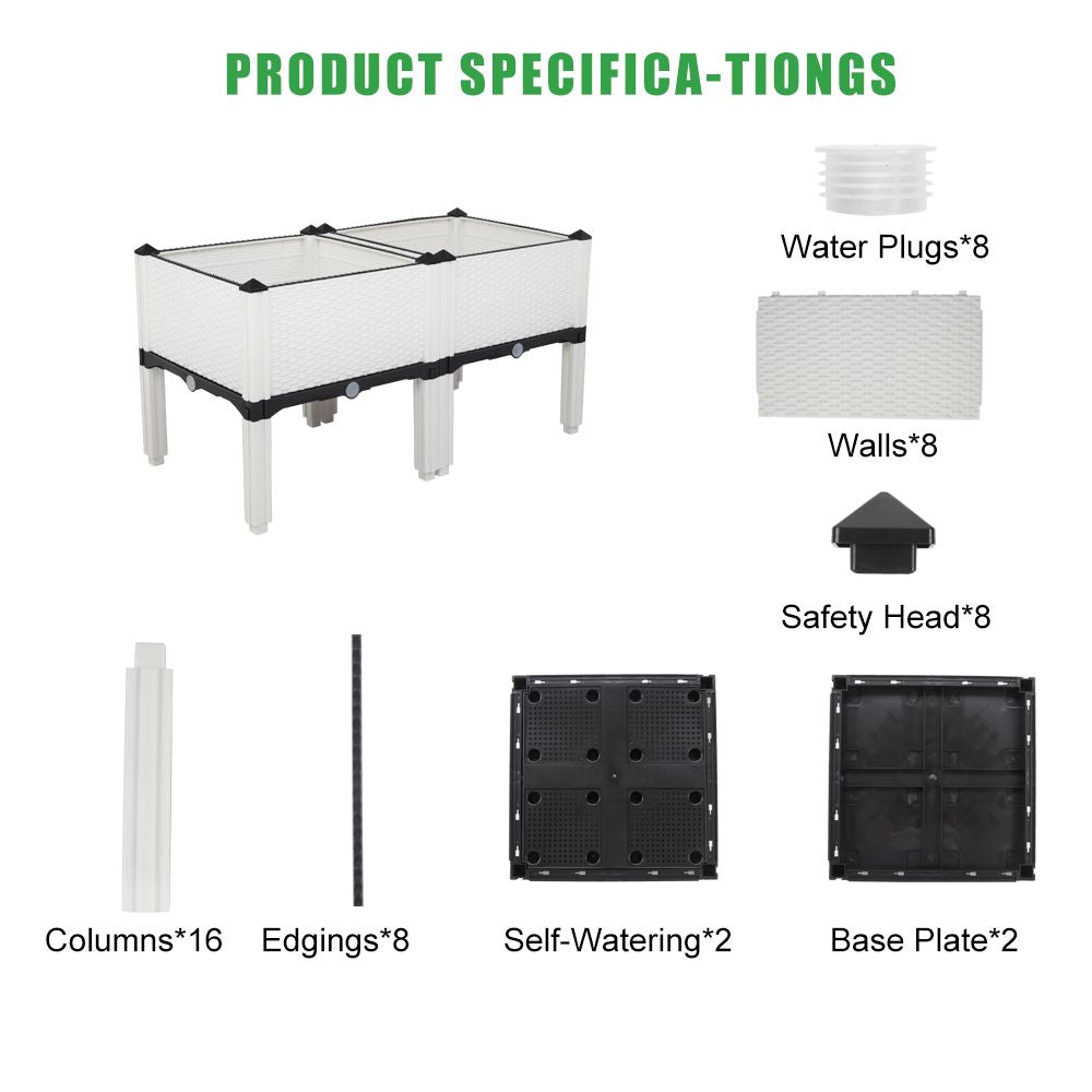 White Rectangle Elevated Planters What Comes In Kit