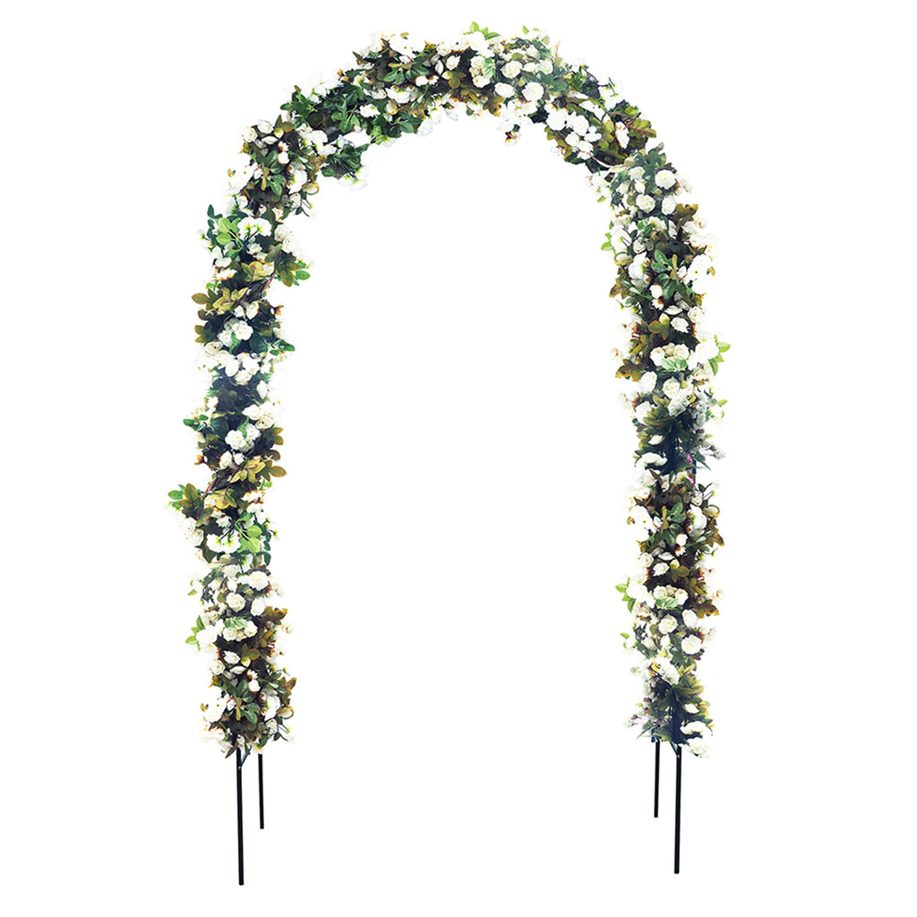 Dark Green Adjustable Garden Arch Trellis with Flowers On