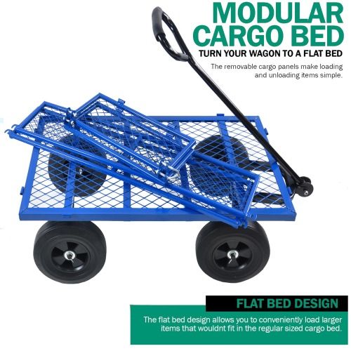 Heavy Duty Steel Garden Cart for Easy Outdoor Hauling With Sides Off