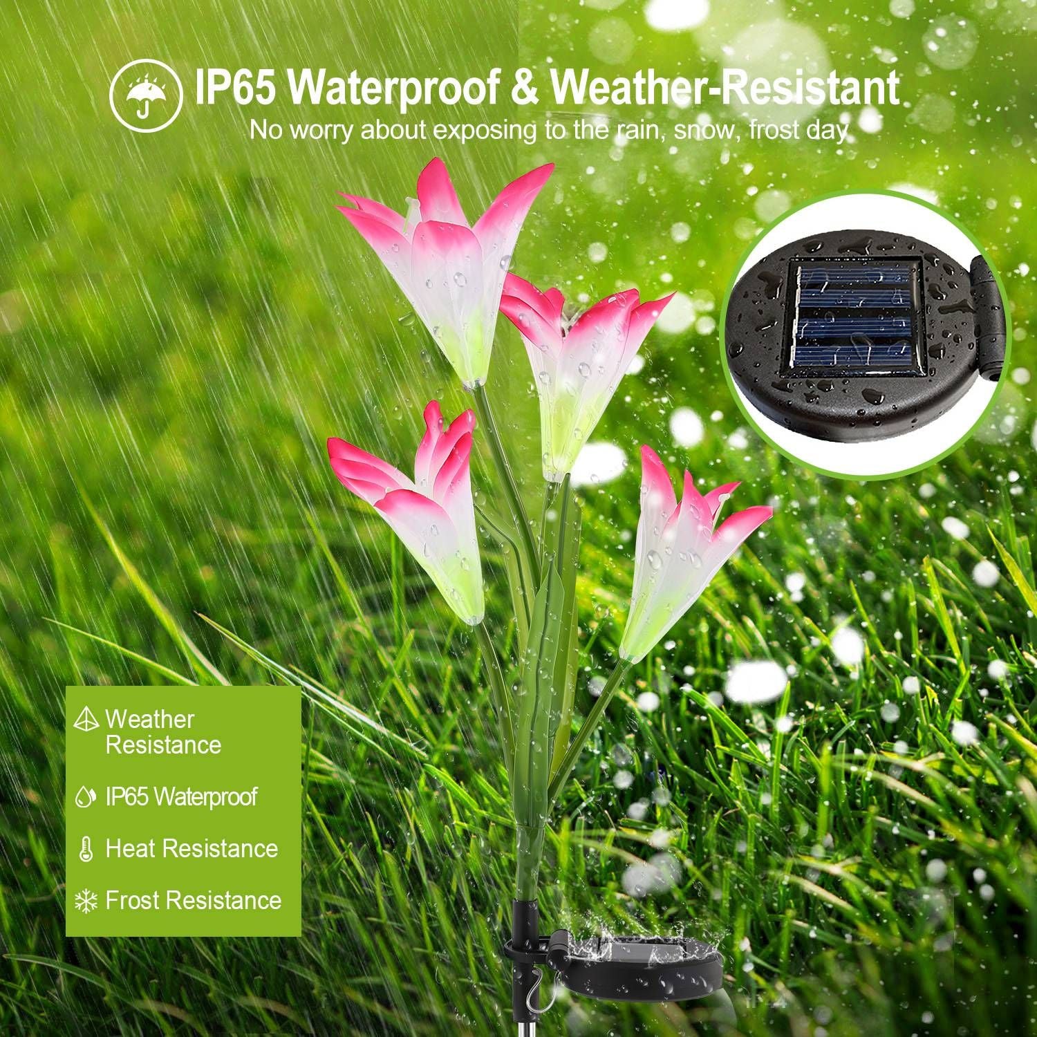 Solar Lily Garden Lights Weather Features