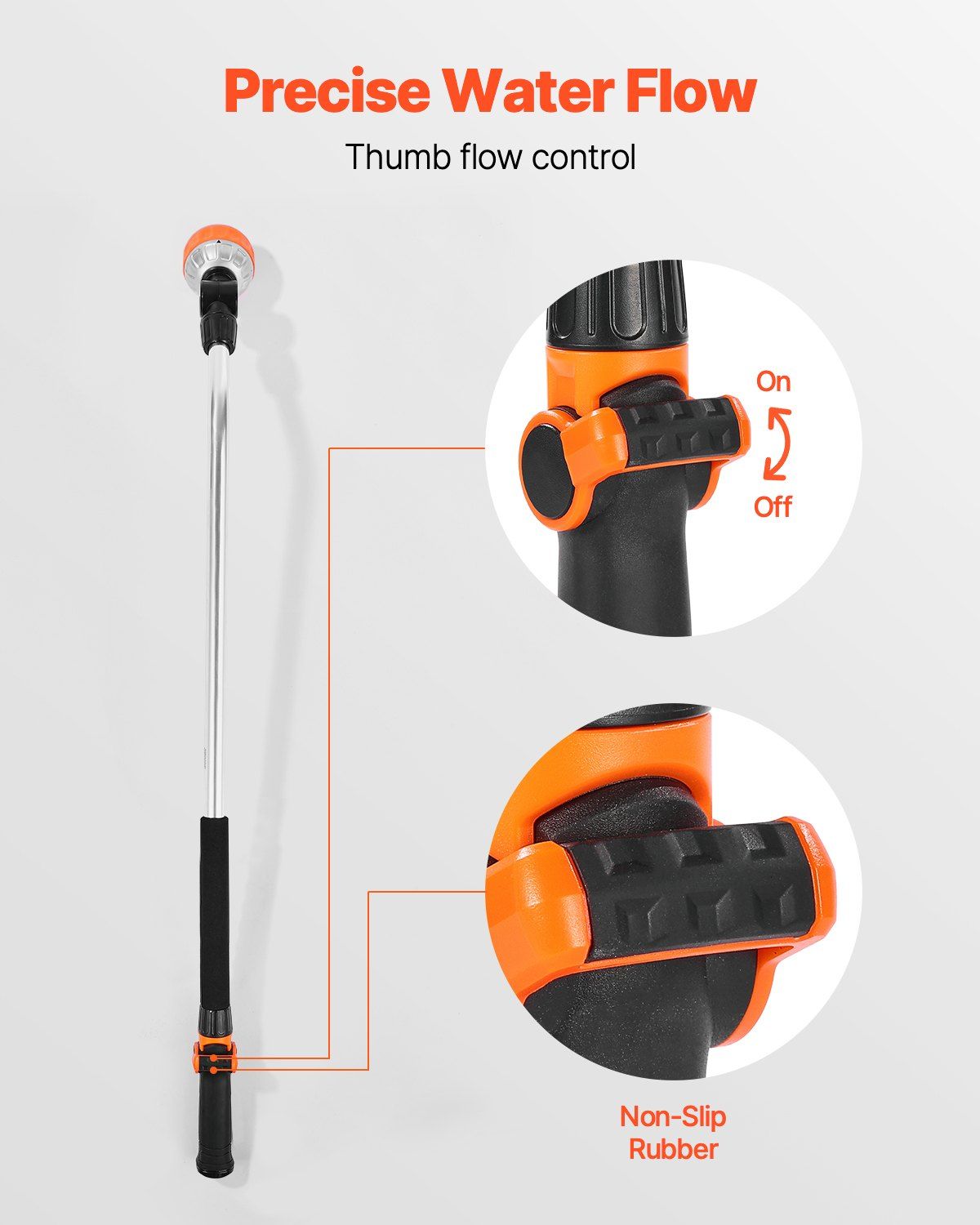 Long Reach 36" Hose Wand Thumb Flow Control