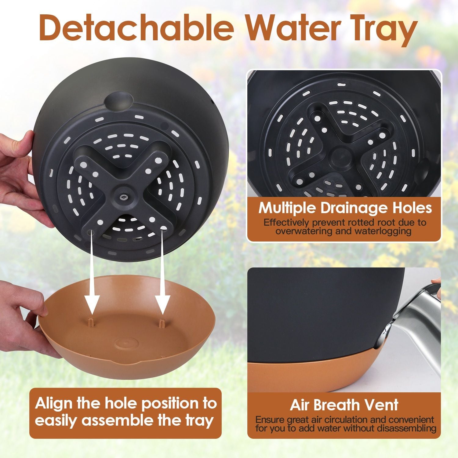 Hanging Plant Pots with Drainage and Tray Water Tray Information