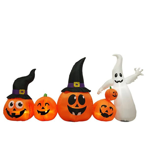 8FT Lighted Halloween Inflatable Pumpkins and Ghost Decoration