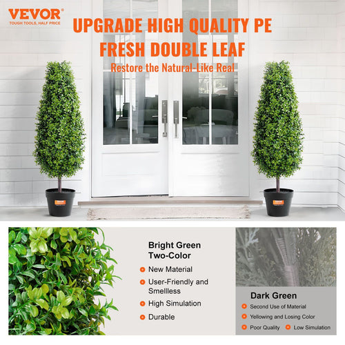 2 Pack Faux Boxwood Trees Comparison