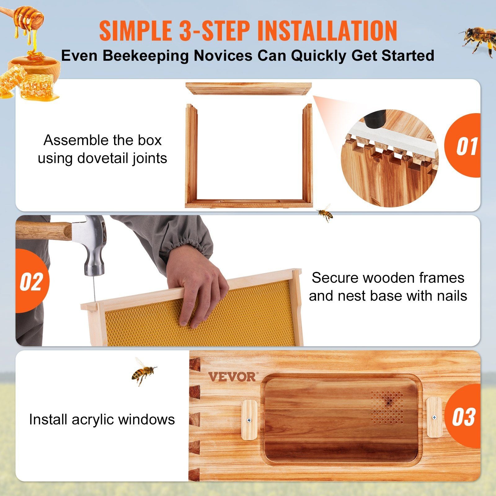 Transparent Window Beehive Kit  Installation Instructions
