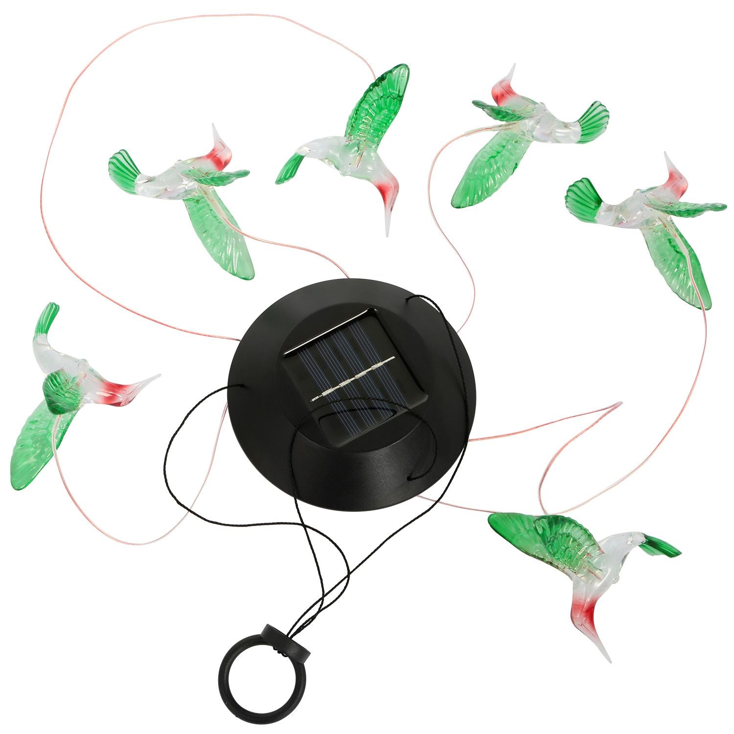 Solar Hummingbird Wind Chime Lights  Close Up