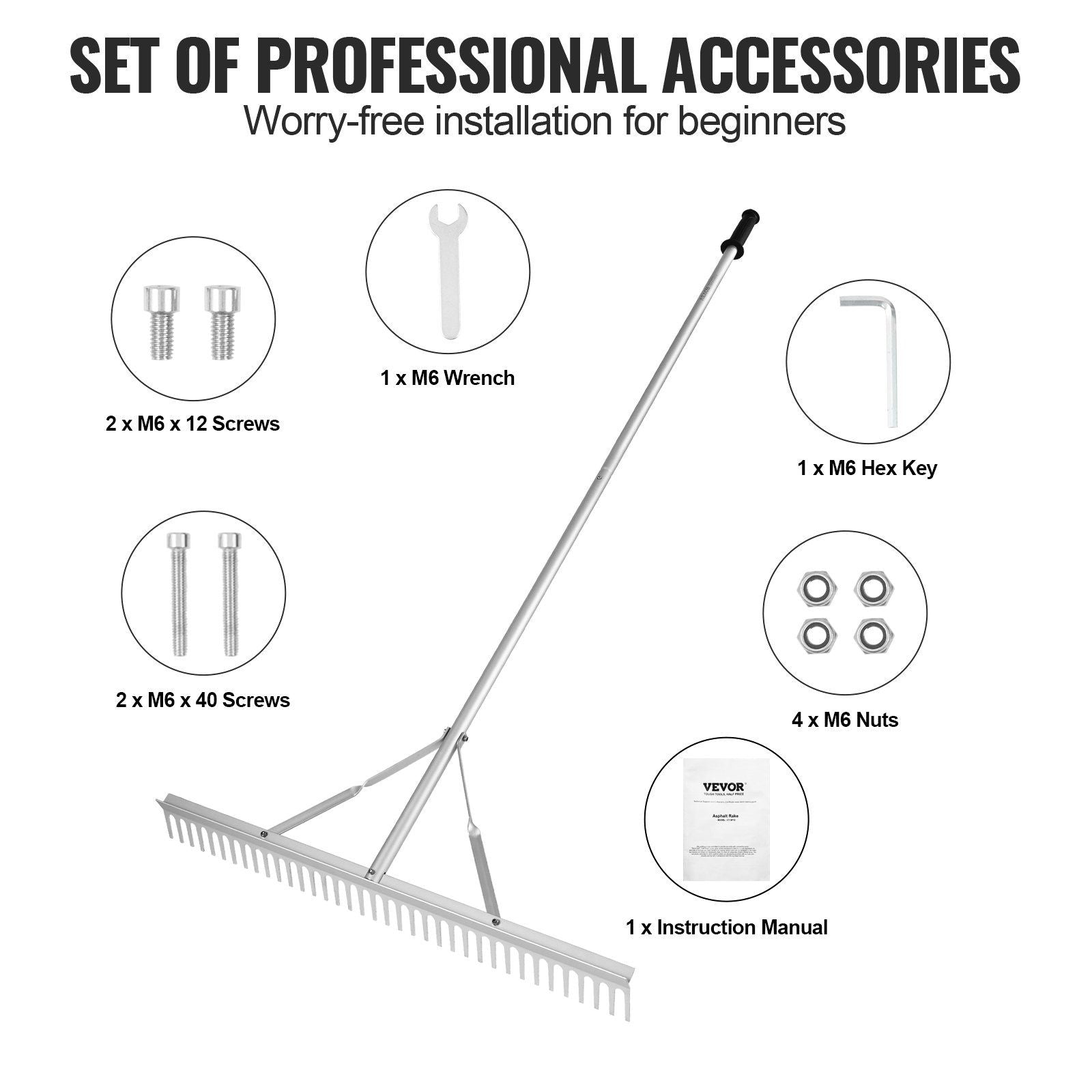 Multi-Purpose Landscape Rake Assembly Parts