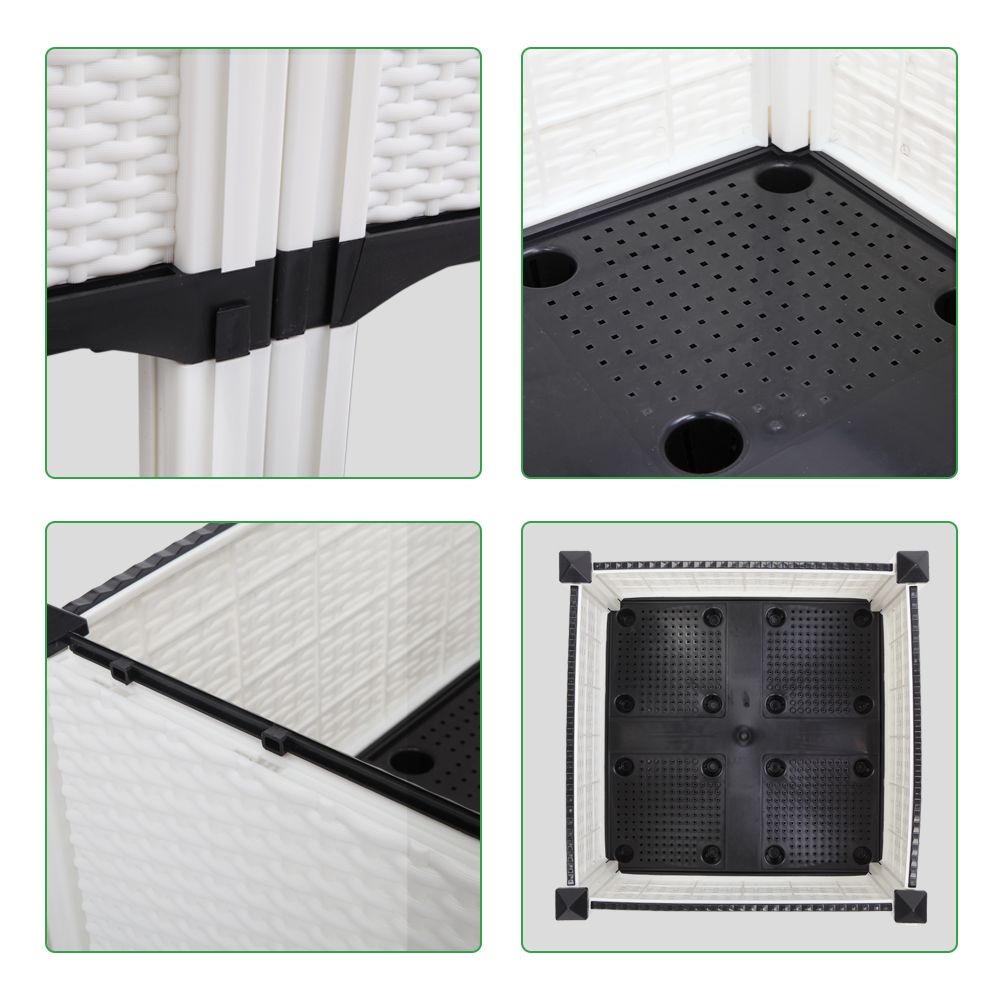 White Rectangle Elevated Planters Leg Joints & Drainage