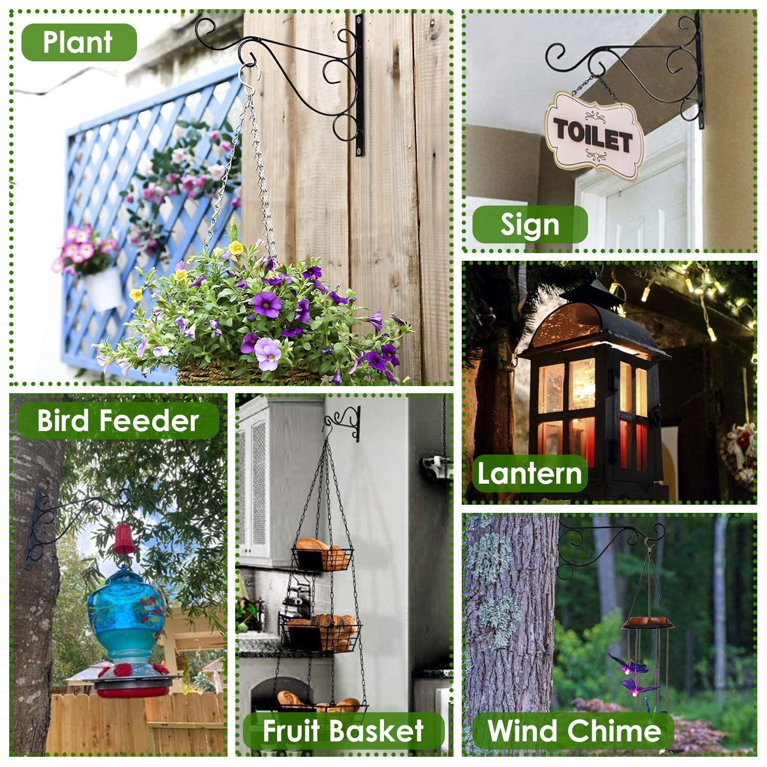 Sturdy Wall Hooks for Hanging Plants, Wind Chimes and Feeders 2pcs Hanging Ideas