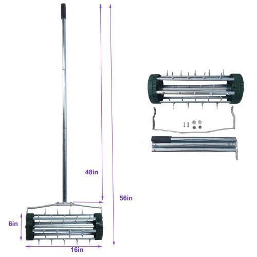Heavy Duty Rolling Lawn Aerator Dimensions & Picture Before Assembly