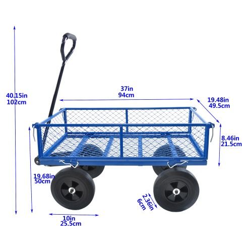 Heavy Duty Steel Garden Cart for Easy Outdoor Hauling Dimensions