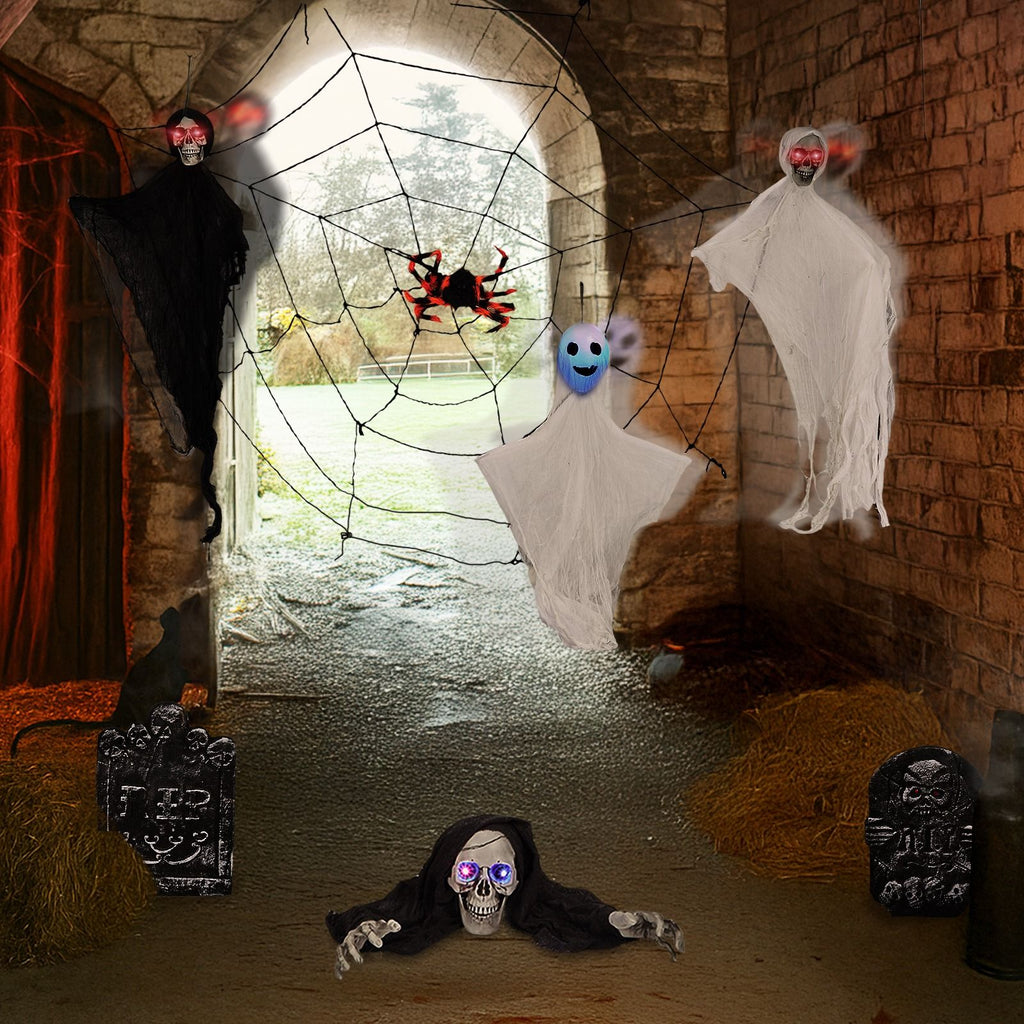 Halloween Decoration Set with Ghosts, Skeletons, Gravestones and Web More Settings