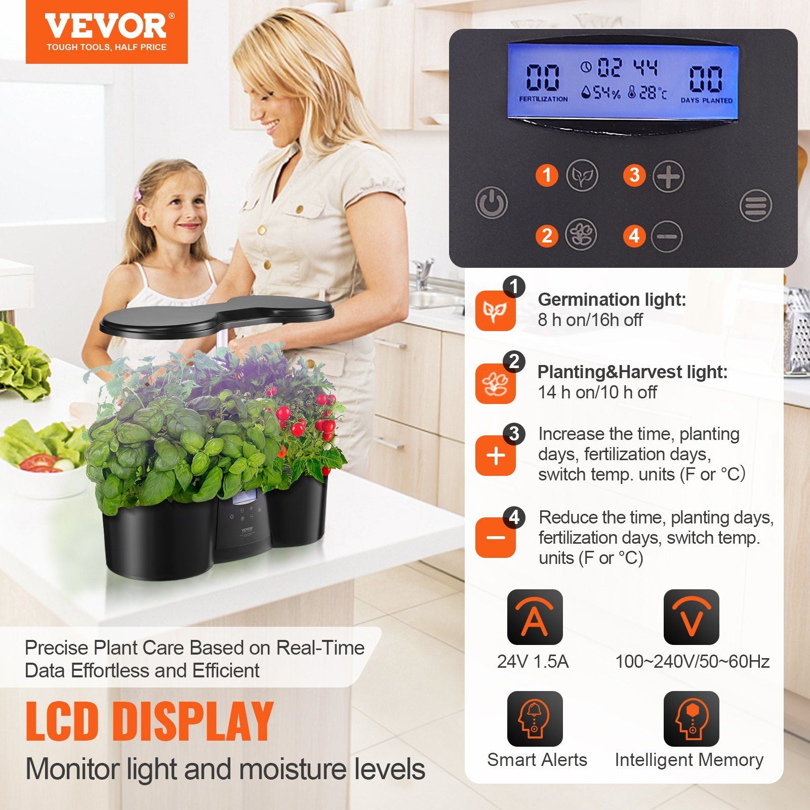 Indoor Herb Garden Kit with Water Tank and LED Functions