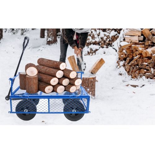 Heavy Duty Steel Garden Cart for Easy Outdoor Hauling Collecting Wood In The Snow