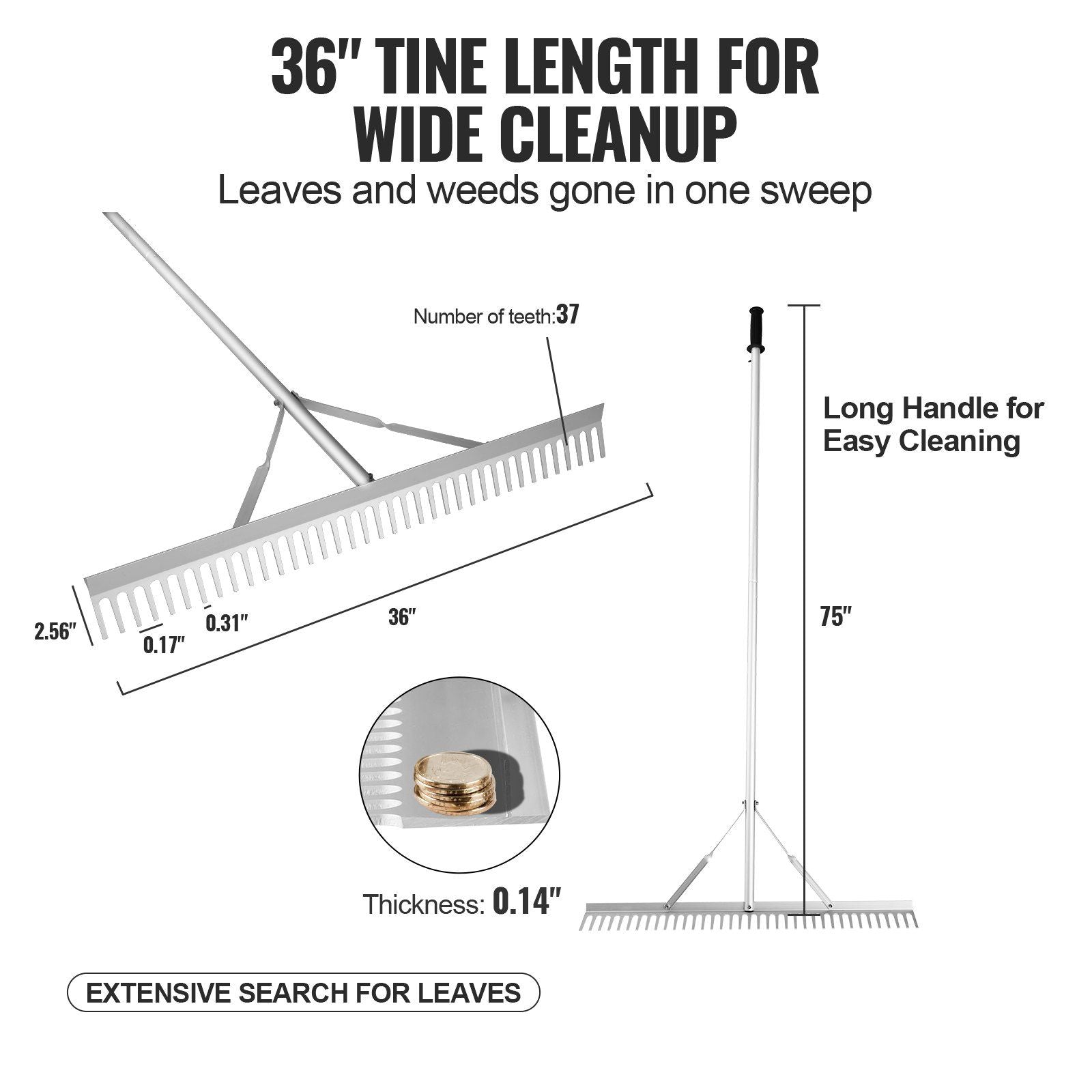 Multi-Purpose Landscape Rake Dimensions