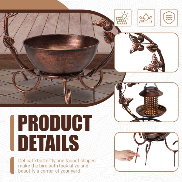 Solar Powered Bird Feeder, Bath and Decorative Planter Stand Product Details