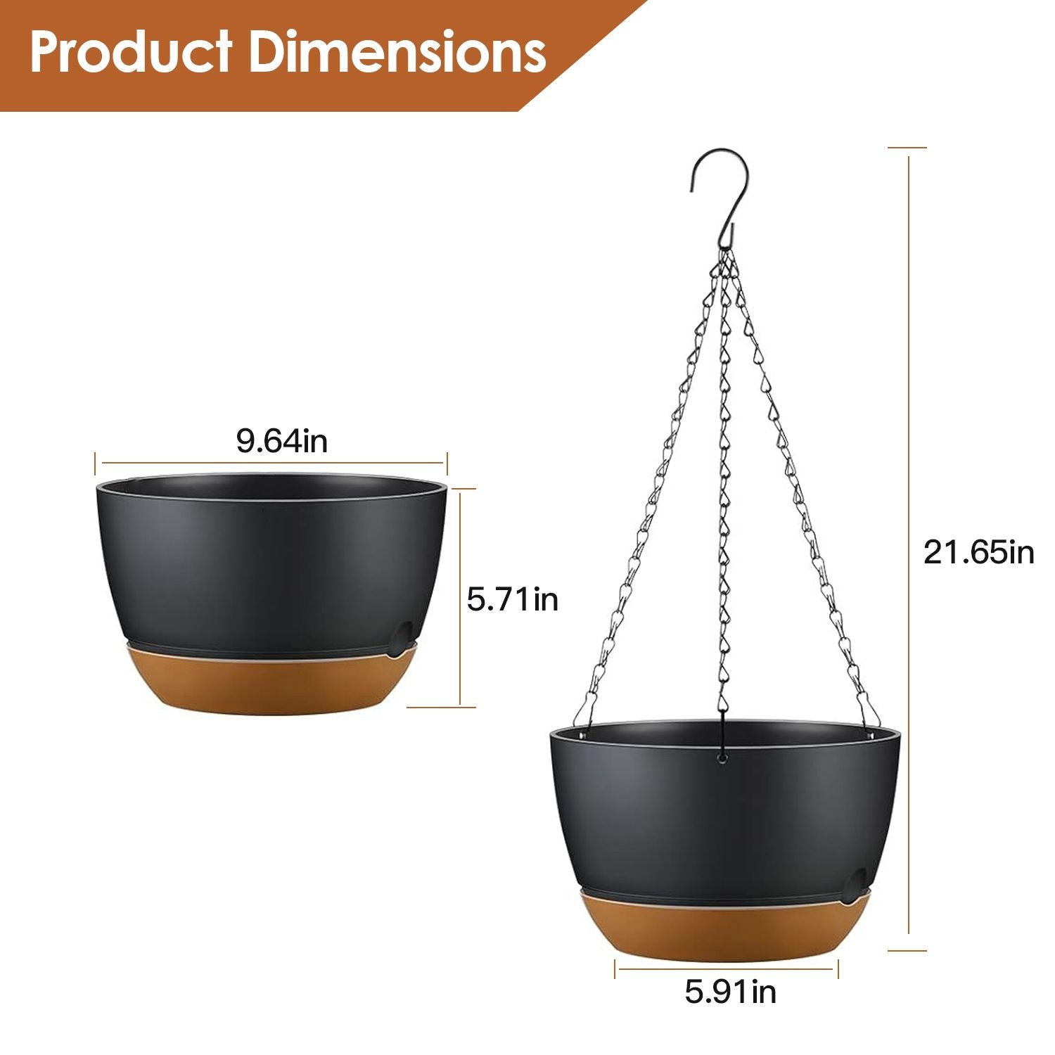 Hanging Plant Pots with Drainage and Tray Dimensions